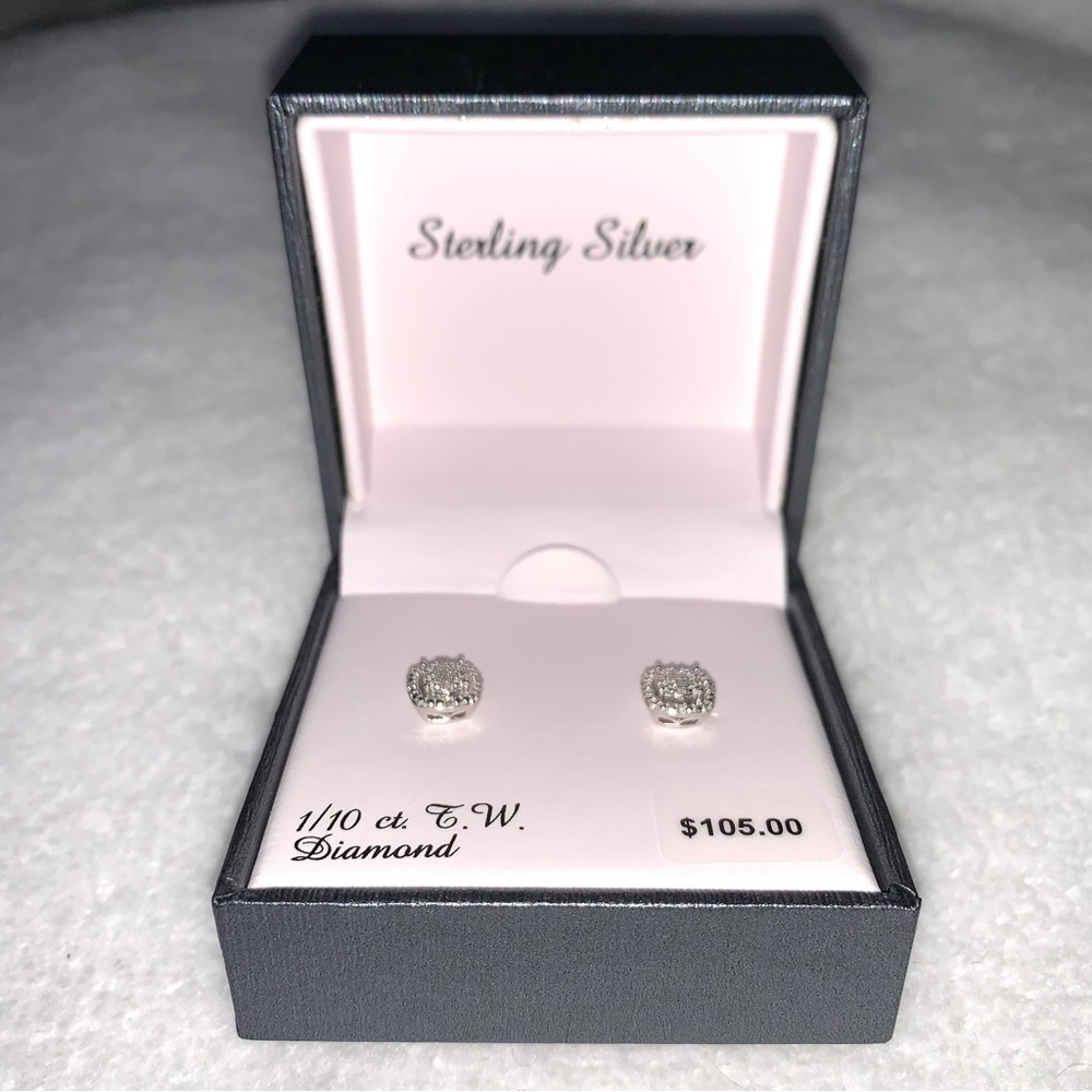 Silver 1/10 CTTW Diamond Earrings - Picture 3 of 5